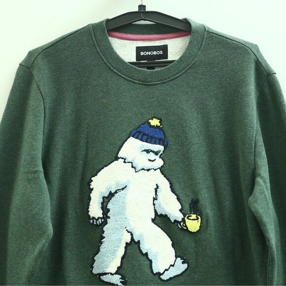 BONOBOS Critter Supersoft Fleece Crew Sweater Embroidered Long Sleeve S 283302 - Picture 5 of 9